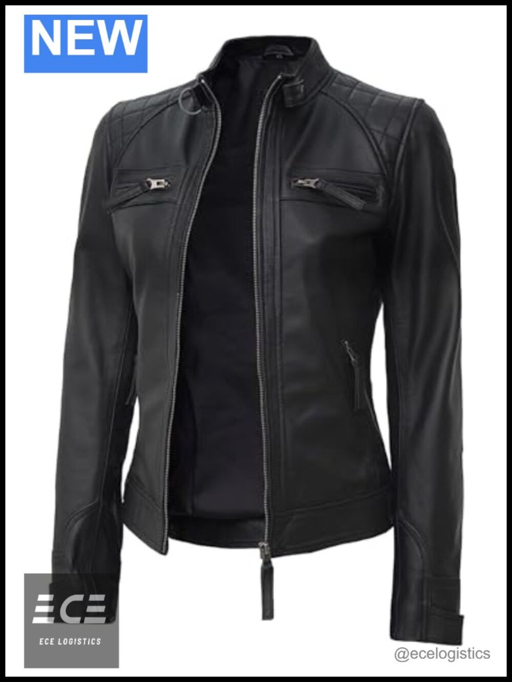 Genuine Lambskin Leather Jacket Cafe Racer Quilted Moto Womens Outerwear